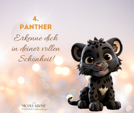 Süßer Panther mit dem Text: "Erkenne dich in deiner vollen Schönheit!"